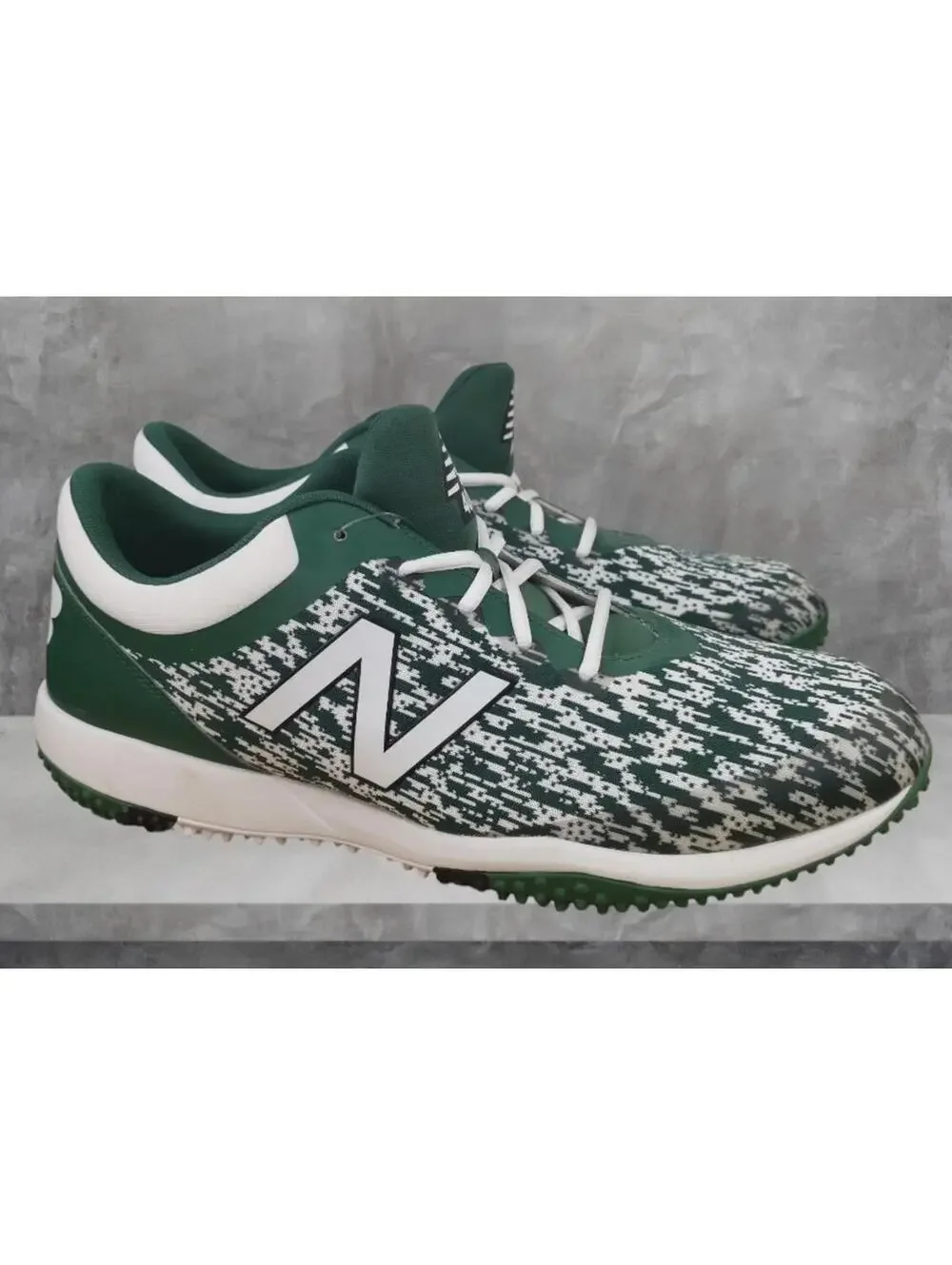 New Balance Baseball Shoes Turf 4040v5 Trainers Green White Men's Size 15D New